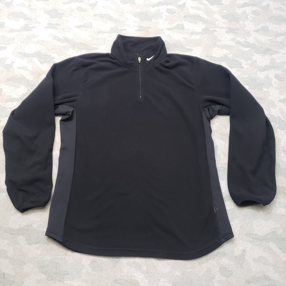 Vintage Nike Sweatshirt Womens Large Black Y2k Embroidered Logo Quarter Zip